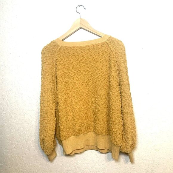 L love Women’s Sweater Cropped Balloon Sleeves Mustard Yellow  Sz M Bohocore - Picture 4 of 7